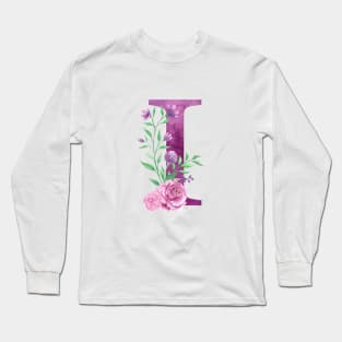 Floral Monogram i Beautiful Rose Bouquet Long Sleeve T-Shirt